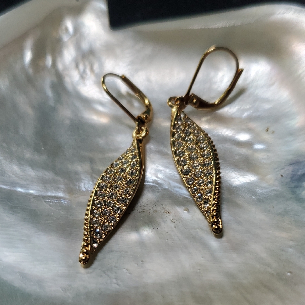 Touchstone Crystal Gold and Silver Leaf Earrings